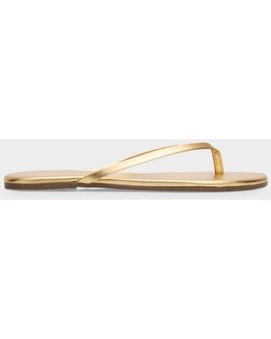 TKEES Lily Metallic Leather Flat Thong Sandals - White