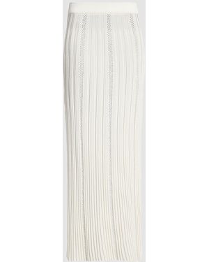 Balmain Pleated Knit Maxi Skirt - White