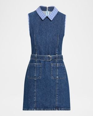 Cinq À Sept Kyra Sleeveless Belted Denim Mini Dress - Blue