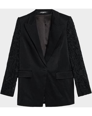 Emanuel Ungaro Georgie Lace-Sleeve Jacket - Black