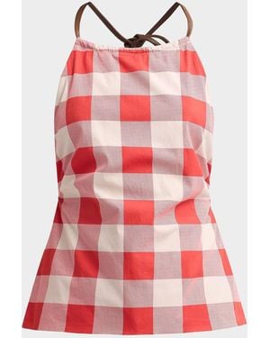 SER.O.YA Deza Check Halter Top - Red