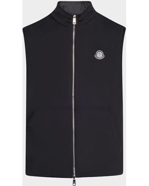 Moncler Apos;S Full-Zip Leather-Emblem Vest - Blue