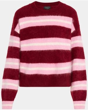 Rag & Bone Jada Brushed Cashmere Striped Sweater - Red