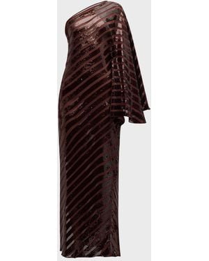Johanna Ortiz Nanyehi Sequined Mesh One-Shoulder Gown - Red