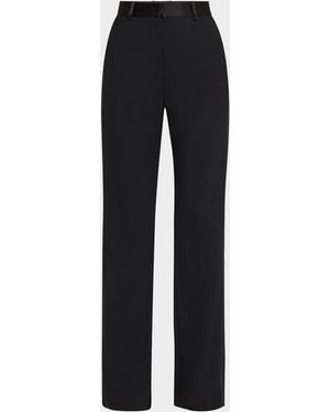 Argent High-Rise Seasonless Wool Tuxedo Pants - Black