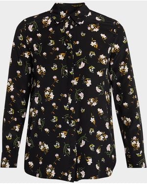 Adam Lippes Mathias Floral Silk Crepe De Chine Button-Down Shirt - Black