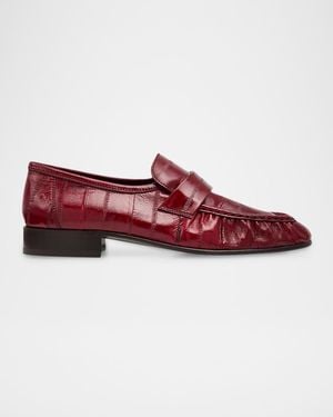 The Row Soft Leather Flat Loafers - Red