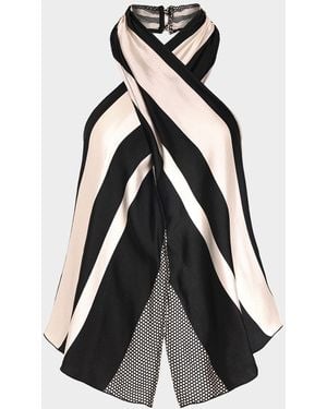 Ramy Brook Kylie Striped Satin Halter Blouse - Black
