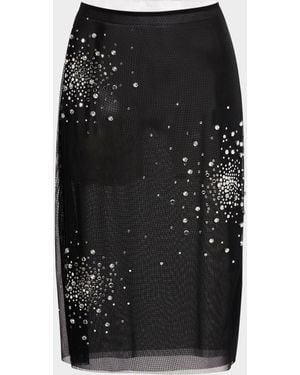 Des Phemmes Rhinestone Splash Tulle Skirt - Black