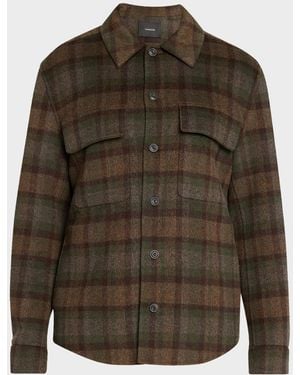 Vince Apos;S Plaid Double-Face Flap Pocket Overshirt - Green
