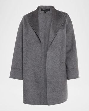 Neiman Marcus Double-Faced Cashmere Cardigan - Gray