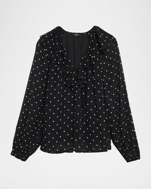 Rails Honora Polka-Dot Chiffon Blouse - Black