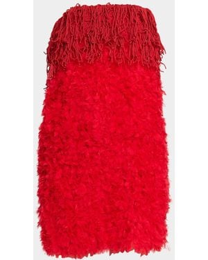 DIOTIMA Bambola Strapless Fringe Textured Tulle Mini Dress