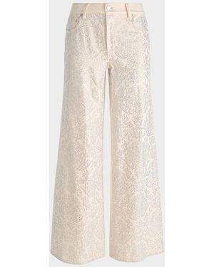 Alice + Olivia Amazing Embellished Wide-Leg Jeans - Natural