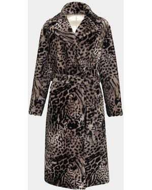 Gorski Reversible Select Animal-Print Shearling Coat W/ Belt - Black