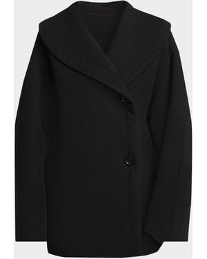 The Row Temur Double-Breasted Wool Shawl-Collar Coat - Black