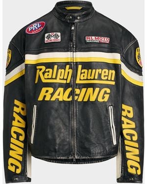 Polo Ralph Lauren Apos;S Leather Racing Jacket - Black
