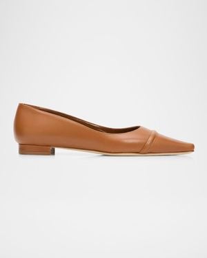 Manolo Blahnik Continu Leather Ballerina Flats - White