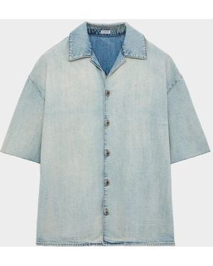 Loewe Apos;S Anagram Denim Camp Shirt - Blue