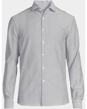Canali Seersucker Sport Shirt - Gray