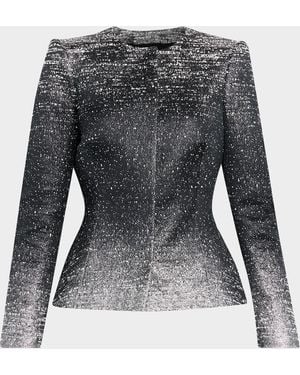 Oscar de la Renta Ombre Metallic Boucle Jacquard Single-Breasted Jacket - Black