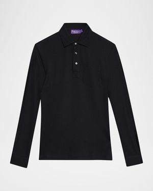 Ralph Lauren Cotton And Cashmere Long-Sleeve Polo Shirt - Blue