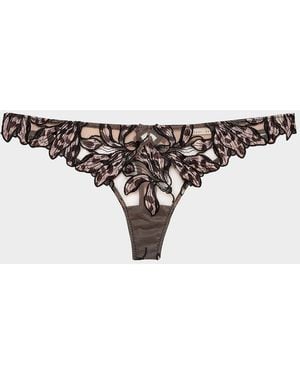 Fleur du Mal Lily Embroidered Hipster Thong - Multicolor