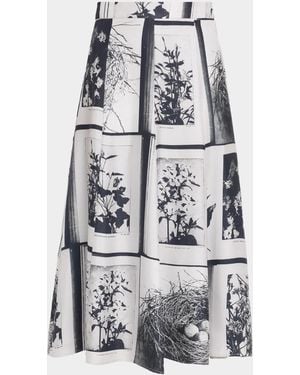 Libertine Nest Print Silk Tulip Midi Skirt - White