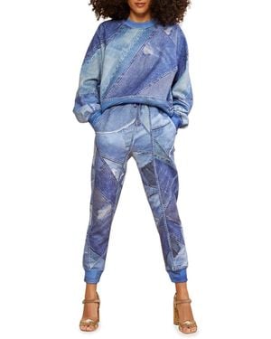 Cynthia Rowley Patchwork-Print Sweatshirt - Blue