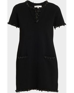 FRAME The Beaded Trim Mini Dress - Black