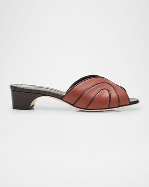 Manolo Blahnik Nikabo Nappa Leather Sandals - Brown