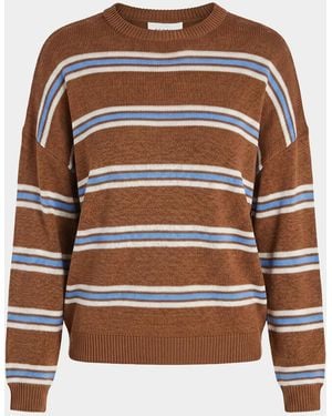 SER.O.YA Cassian Striped Linen-Blend Sweater - Brown