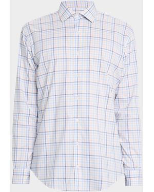 Peter Millar Apos;S Warren Crown Lite Cotton-Stretch Plaid Sport Shirt - Blue