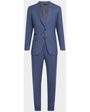 Brioni Apos;S Stripe Modern Fit Two-Piece Suit - Blue