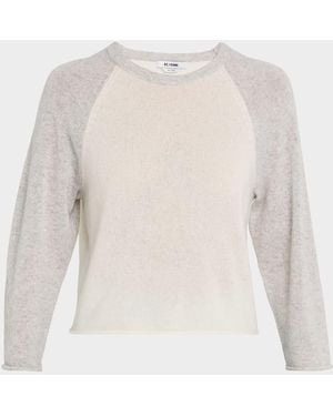 RE/DONE Featherweight Cashmere Baseball Tee - White