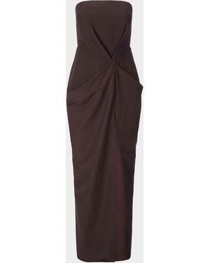 STAUD Kara Gathered Strapless Maxi Dress - Purple