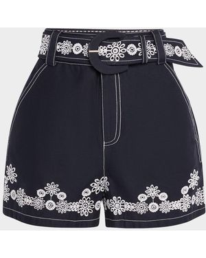 Cinq À Sept Aldi Eyelet Shorts - Blue