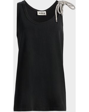 Area Crystal Knot Oversized Tank Top - Black