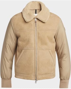 Moncler Apos;S Tonnay Leather And Down Quilted Jacket - Natural