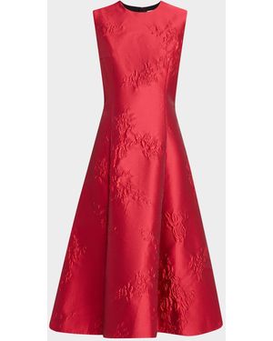 Emilia Wickstead Mara Floral Bubble Jacquard Sleeveless Midi Dress - Red