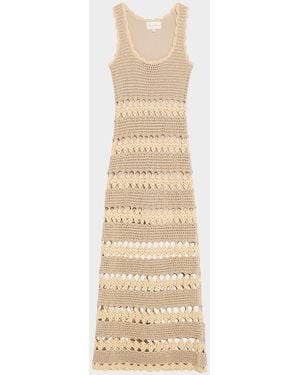 Cara Cara Joan Metallic Crochet Sleeveless Midi Sheath Dress - Natural