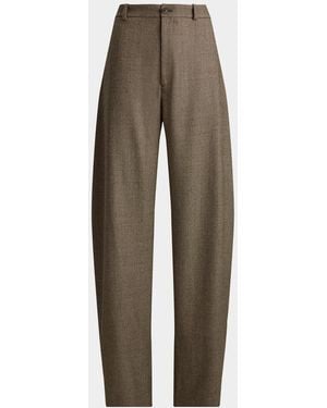 Ralph Lauren Leandre Wool Barrel-Leg Pants - Gray