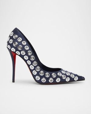Christian Louboutin Miss Z Silk Crystal Sole Pumps - Blue
