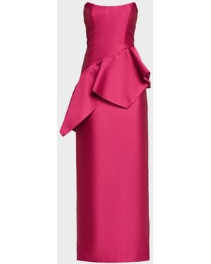 Aidan Mattox Pebble Gazar Strapless Gown - Pink
