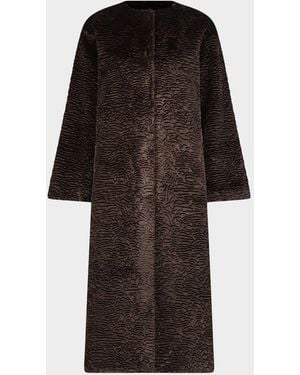 Lyla Grant Fur-Free Textured Faux Shearling Coat - Black