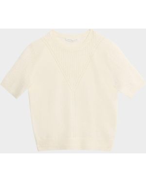 Maria McManus Honeycomb Alpaca-Knit T-Shirt Sweater - White