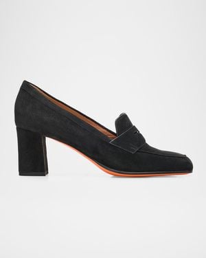 Santoni Carla 65Mm Suede Pumps - Black