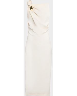 Amir Taghi X Escha Soni Brooch Knotted Sleeveless Midi Dress - White