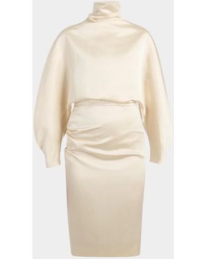 KHAITE Harlin Turtleneck Knee-Length Dress - Natural