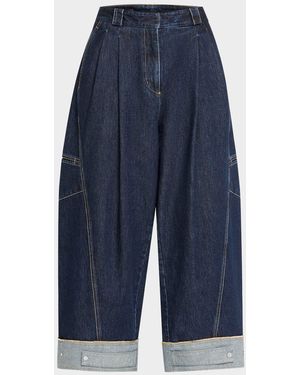 3.1 Phillip Lim Curved Wide-Leg Cropped Jeans - Blue